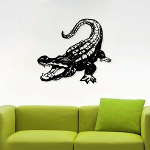 Metal Wall Hanging Alligator Decor, 20" x 20", BLK